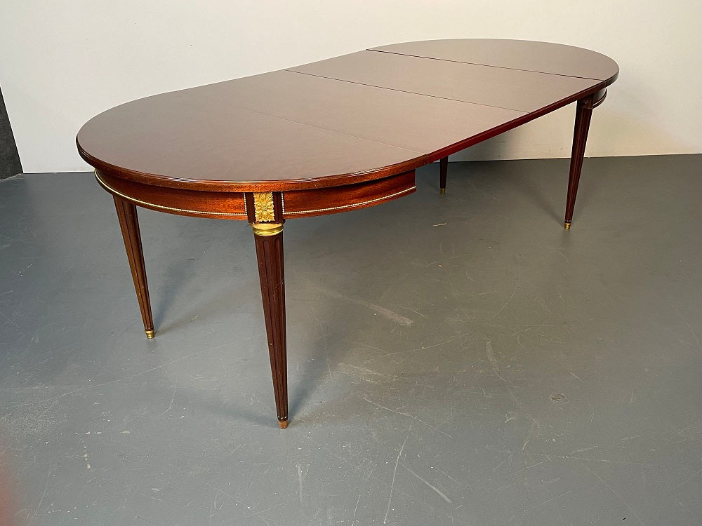 Louis XVI Style Bronze Mounted Center or Dining Table, Plum Pudding Veneer