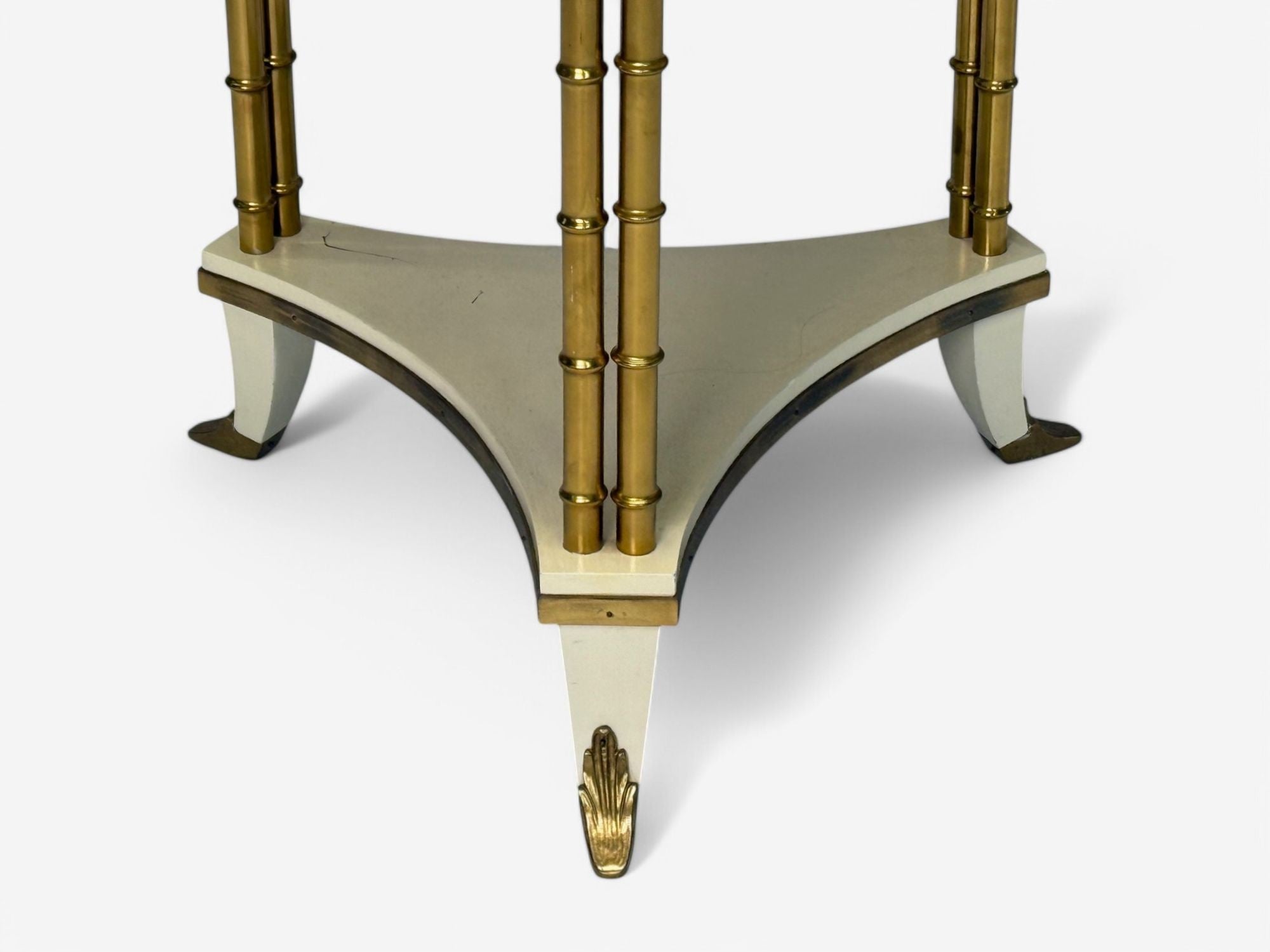 Maison Jansen Style, Hollywood Regency, White Lacquer, Brass, Bouilliote Table