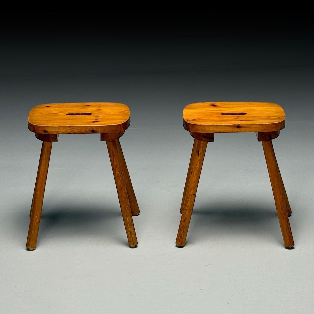 Swedish Mid-Century Modern, Occasional Stools, Pine, Sweden, 1970s