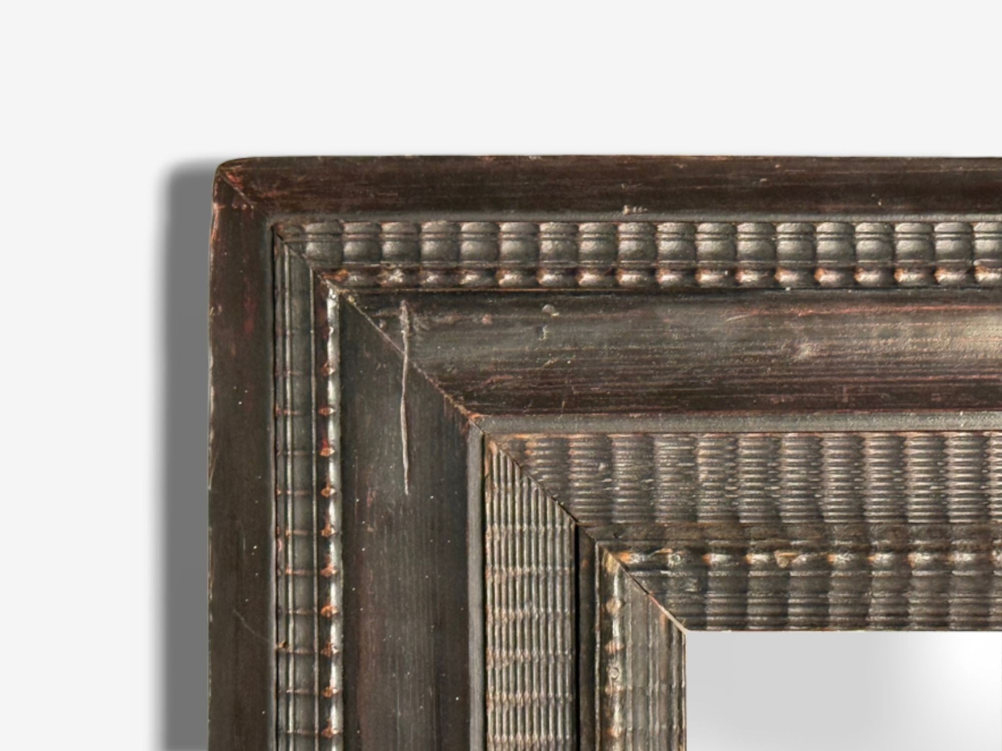 Baroque, Ebonized Wood, Dutch Ripple Frame, Large Wall Mirror, 19th C.