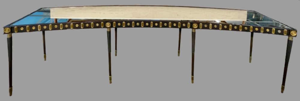 Maison Jansen Monumental Concave Steel and Bronze Console or Sideboard