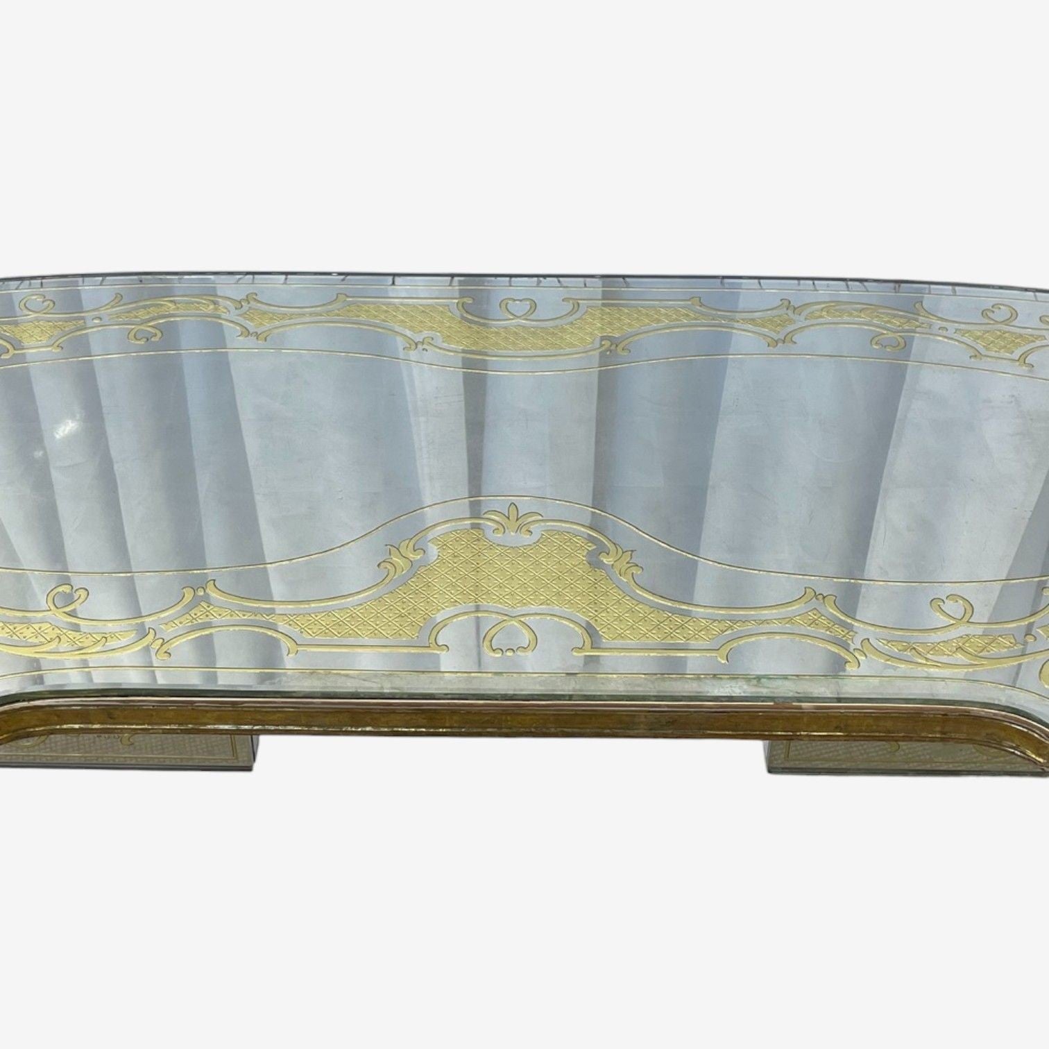 Maison Jansen, Hollywood Regency, Vanity, Eglomise Glass, Silver Leaf, 20th C.