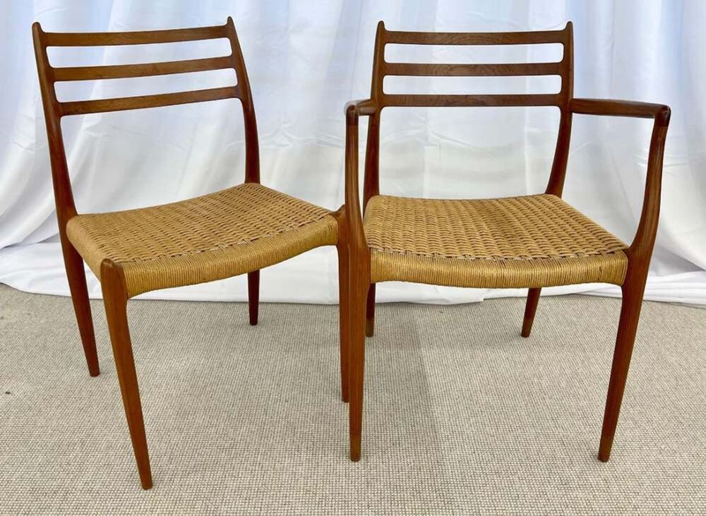 Set of 8 Mid-Century Modern Dining Chairs, Danish, Niels Moller, 1950s