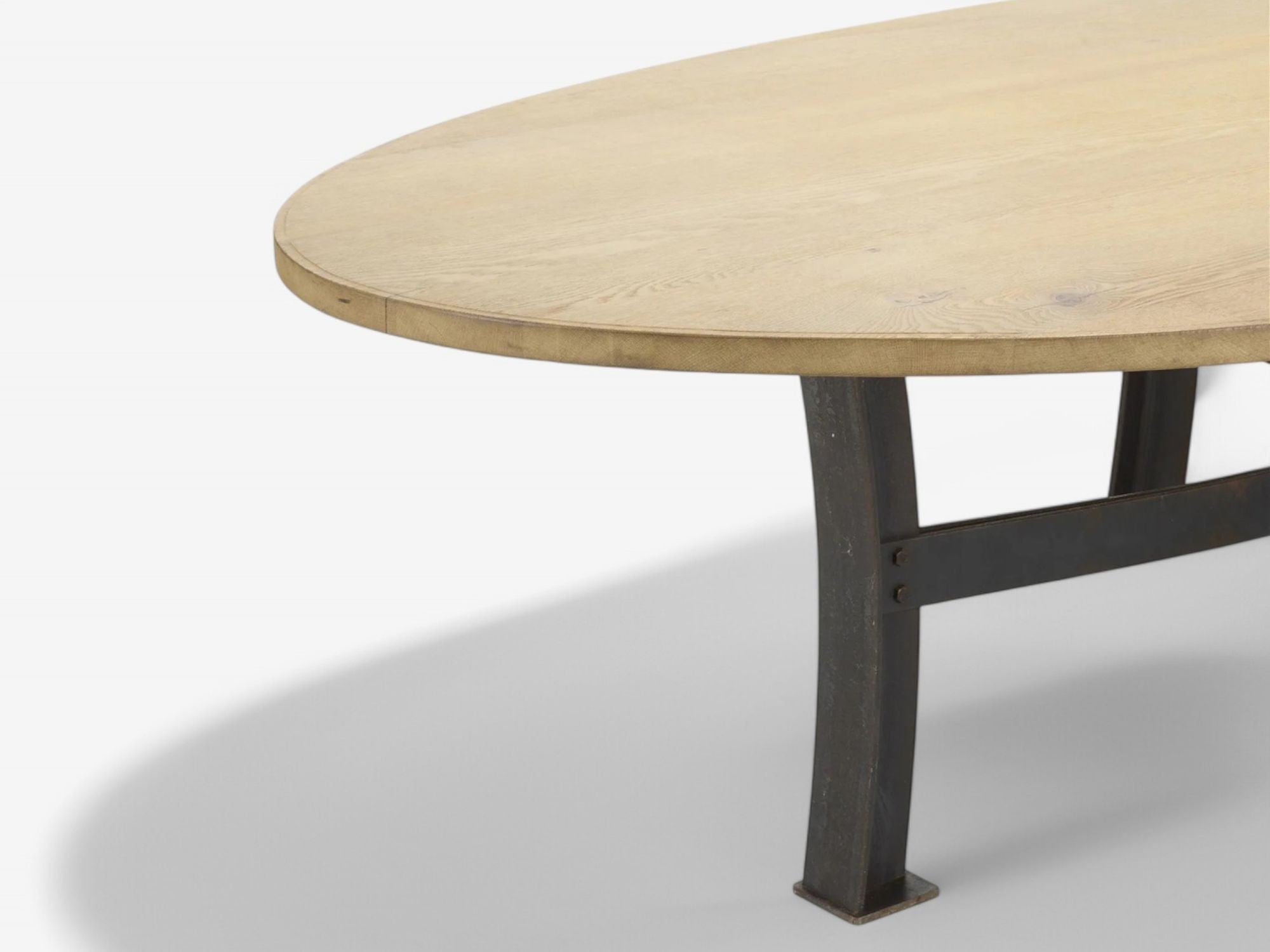 Industrial Mid Century Modern, Oak, Steel, Monumental Dining Table, USA, 1970s