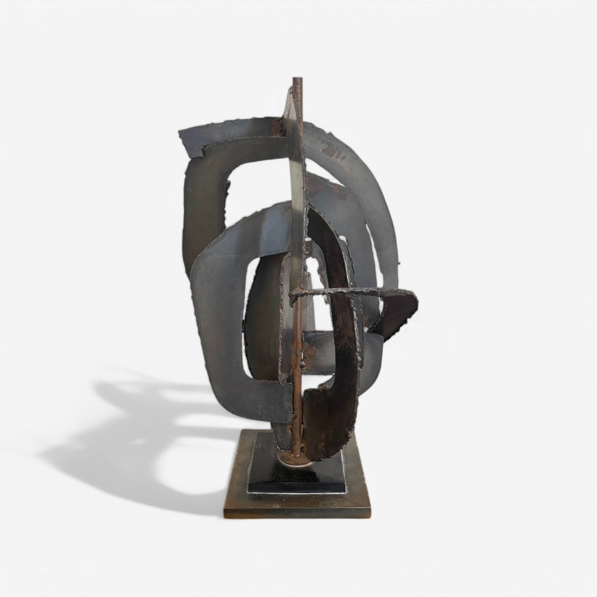 Harry Balmer, Brutalist Mid Century Modern, Blackened Steel, Table Lamp, 1970s