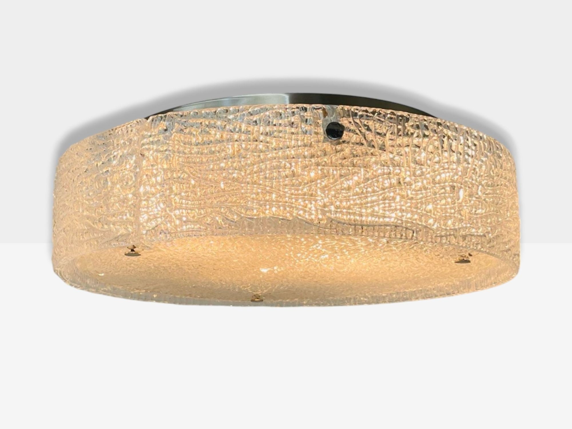 Kaiser Leuchten, Slumped Glass, Steel, Flushmount, Germany, 1960s