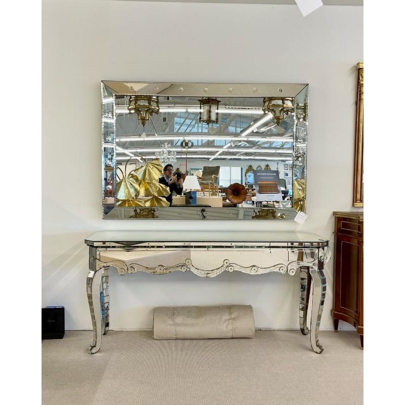 Palatial Art Deco Bubble Form Console or over the Mantel Mirror