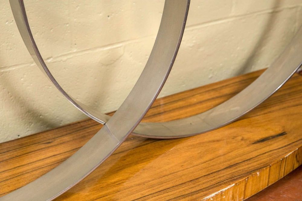Art Deco Style, Console Table, Mid Century Modern, Heavy Three Chrome Loops