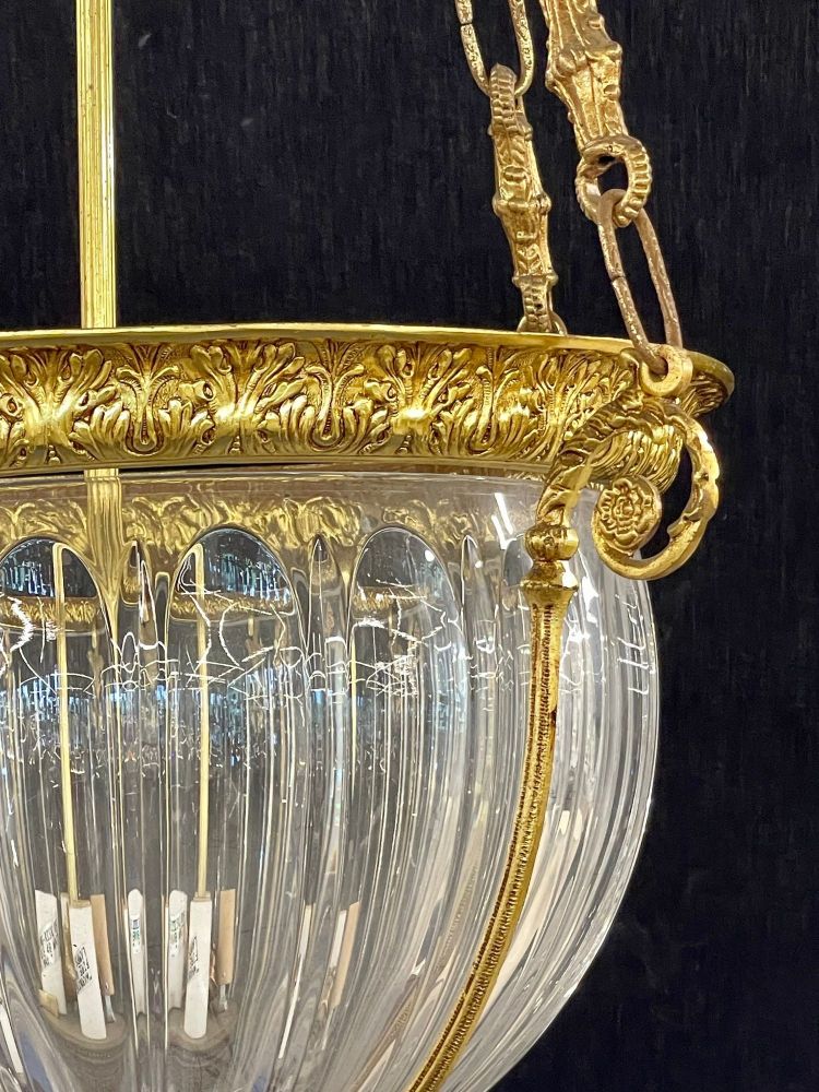 19th Century Dore Bronze Chandelier, Louis XVI Dome Style