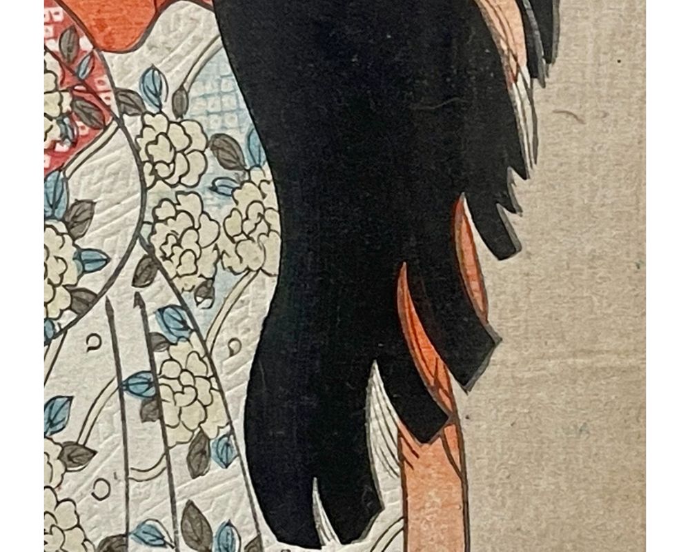 Pair Japanese Woodblock. Matted. Custom Ebony Frames.