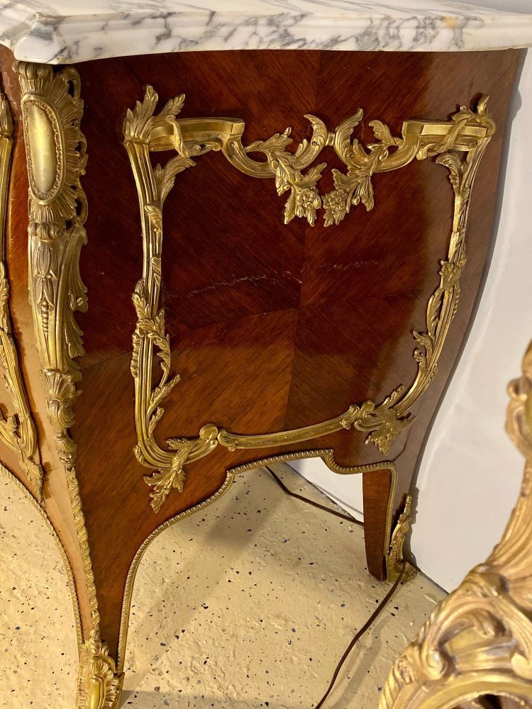 Pair 19th Century King and Queen Compatible Marble-Top Commodes or Chest
