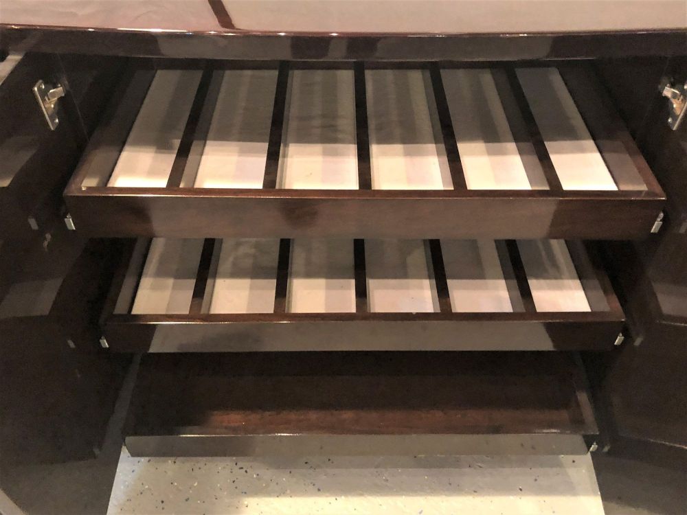 Palatial Pace Collection Wavy Front Mahogany Lacquered Credenza or Sideboard