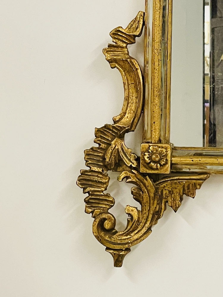 Italian Wall, Console, Mantle or Pier Mirror. 1930s. Gilt Gold, Carved