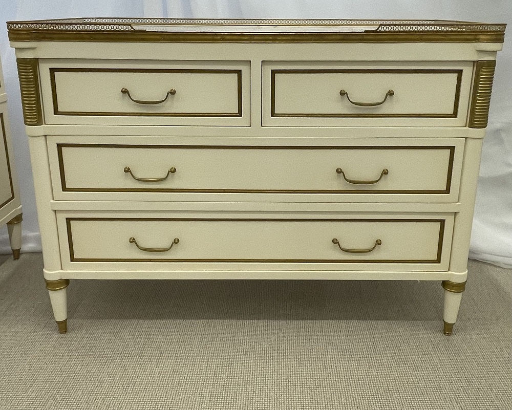 Pair of Cream Painted Louis XVI Style Commodes, Nightstands, Dressers, Chests
