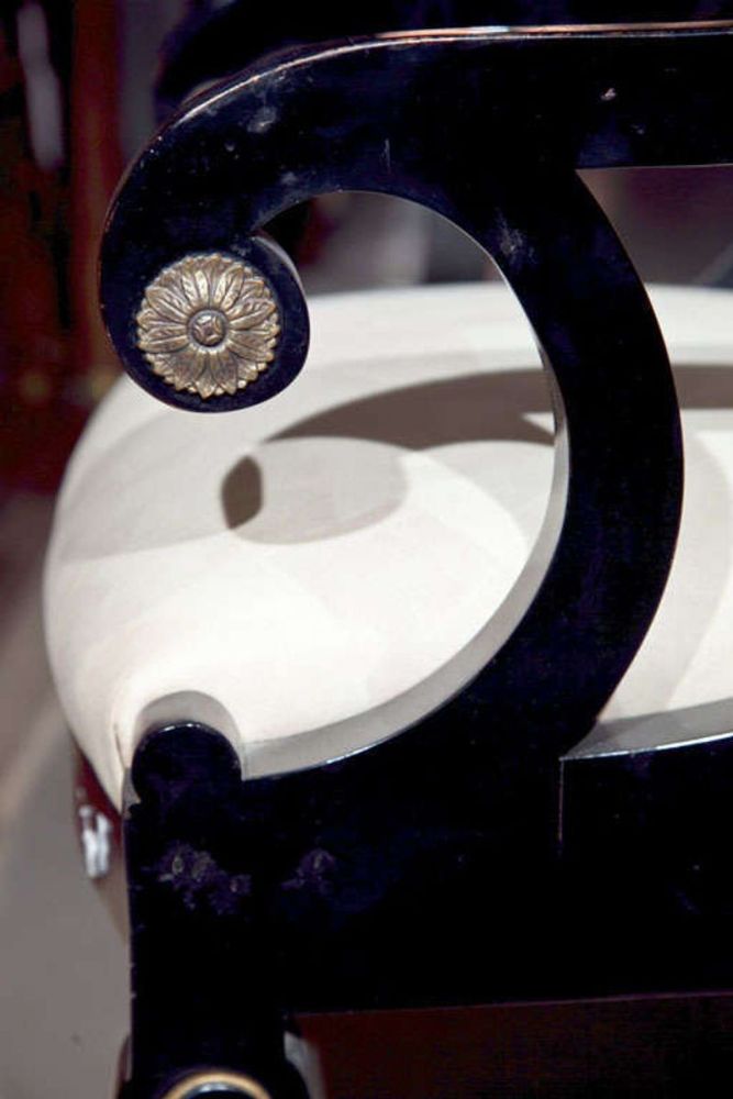 Pair of Hollywood Regency Style Ebonized Armchairs