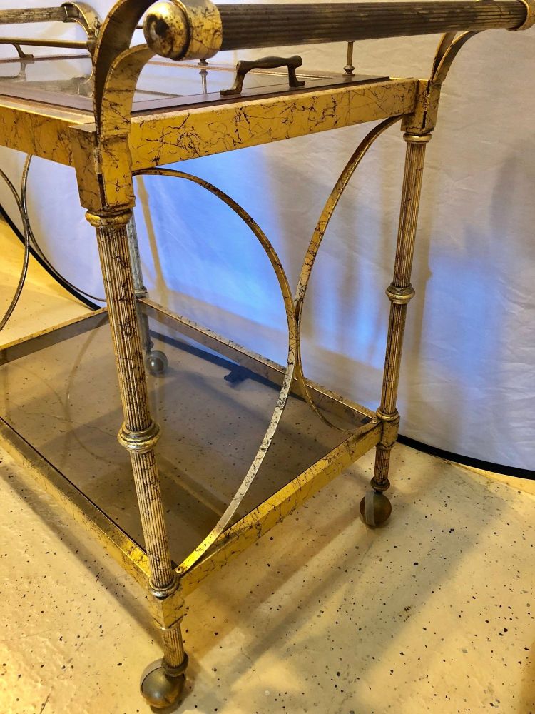 Hollywood Regency Two-Tier Serving Cart in a Faux Marbleized Design