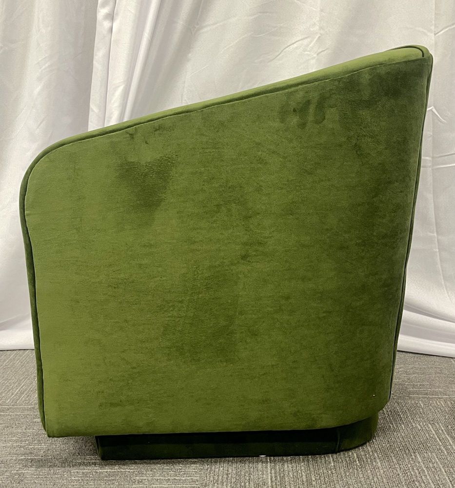 Pair Green Velvet Swivel Chairs