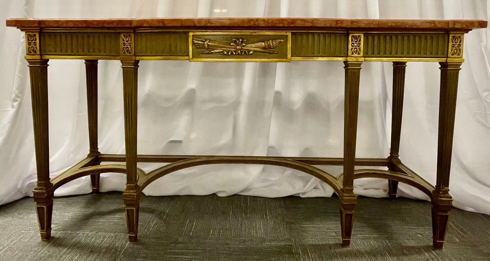 Maison Jansen Console with Six Raised Legs and Marble Top