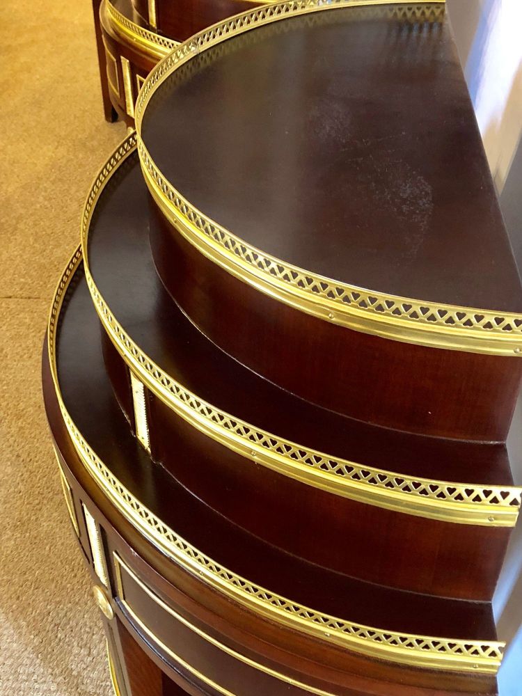 Pair of Russian Neoclassical Style Demilune End Tables or Nightstand Commodes