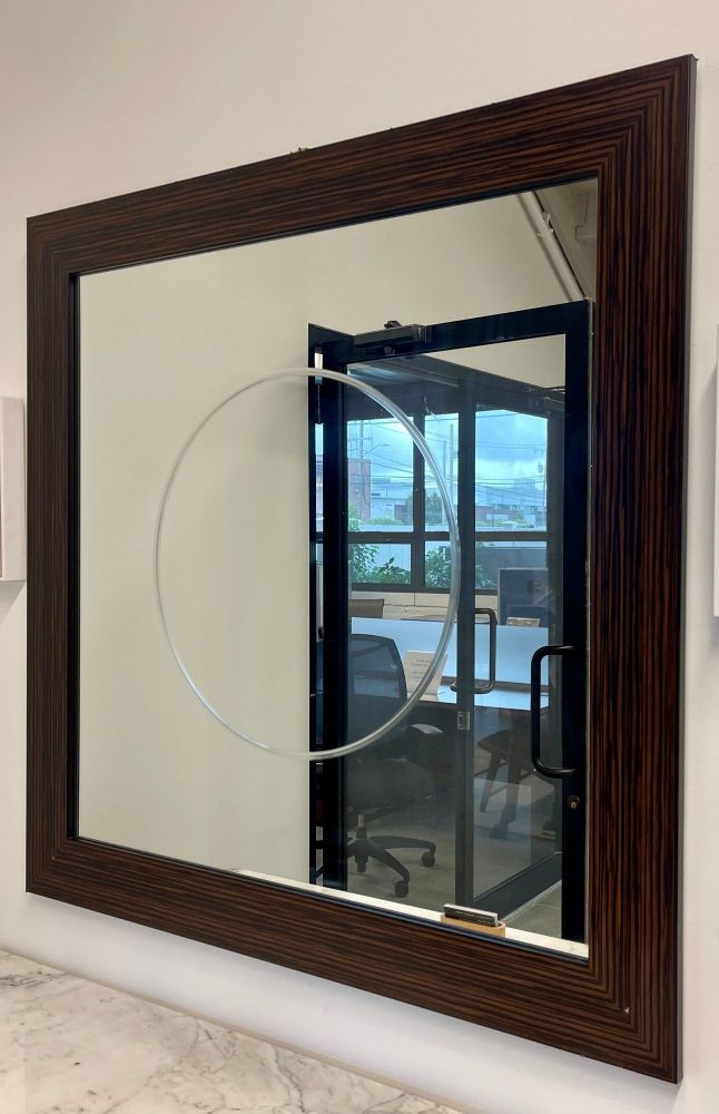 Pair of Square Maccasar Faux Art Deco Style Wall / Console Mirror