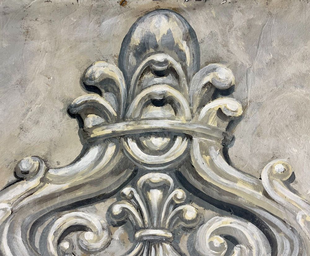 Pair of Oil on Canvas Standing Wall Decoration, Gustavian, Italian Style