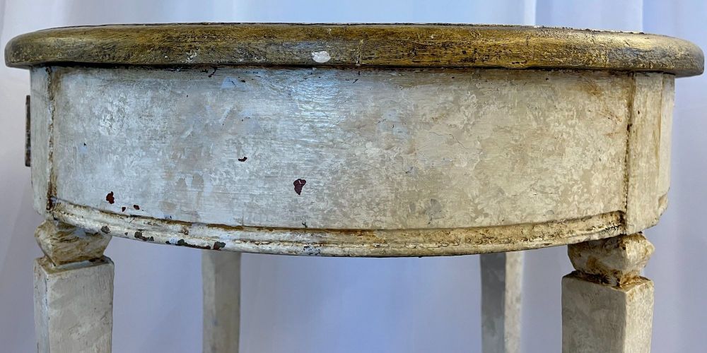 Gustavian Pair of End, Side Tables, Swedish Paint Decorated, Fornasetti Style