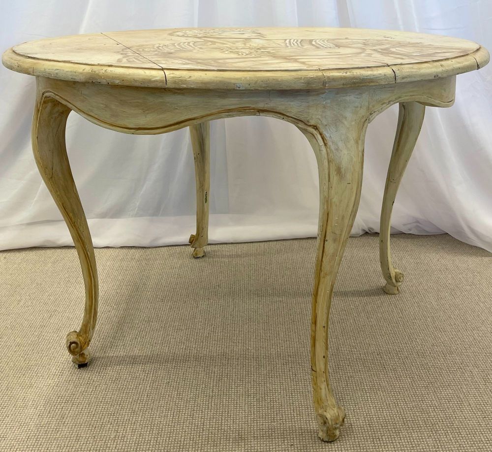 Mid Century Modern Hand Painted Italian Center Table, Fornasetti Style