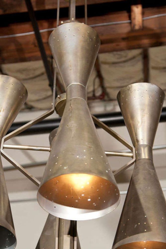 Pair of Art Deco Style Metal Fixtures One Chrome One Brass