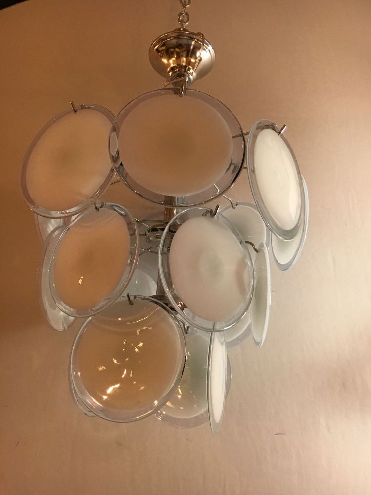 One of a Group of Murano Glass Circular Disk Ceiling Lights