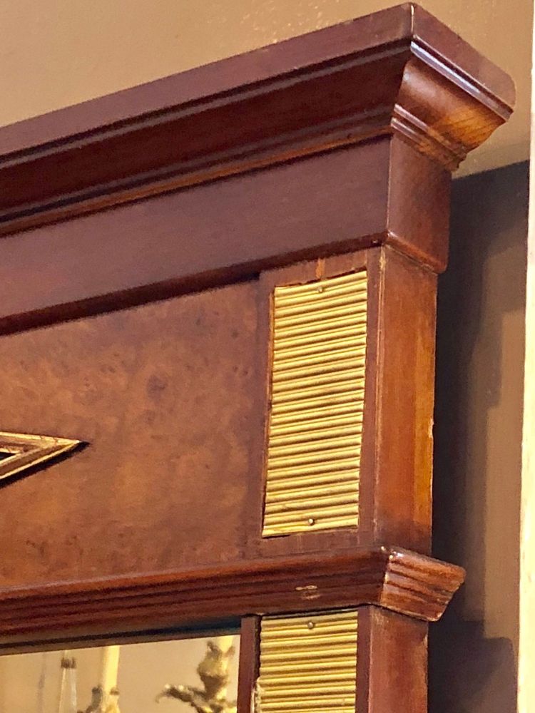 Fine Bronze Mounted Mahogany Ebonized Russian Neoclassical Wall Mirror