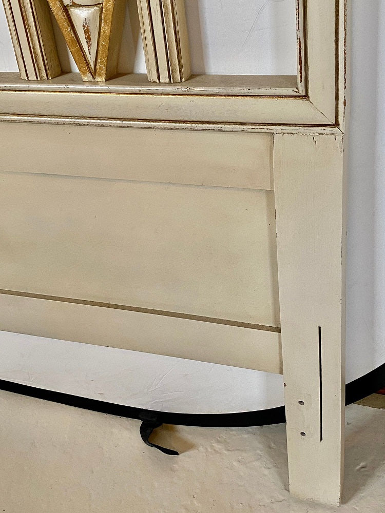 Hollywood Regency Headboard, Queen Size Bed, Gilt and Paint Decorated