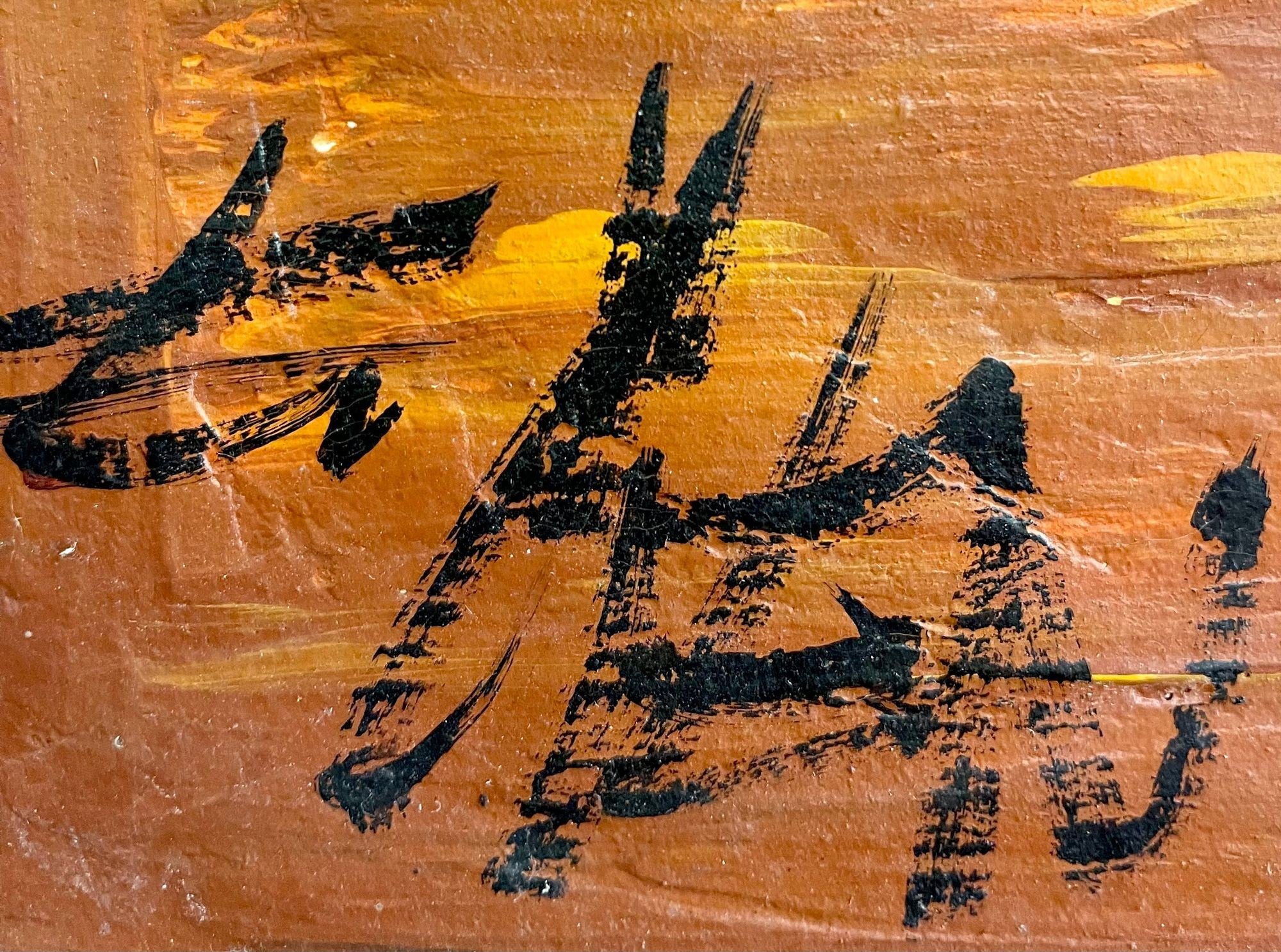 Palette Knife Oil Painting of Fishing Boats