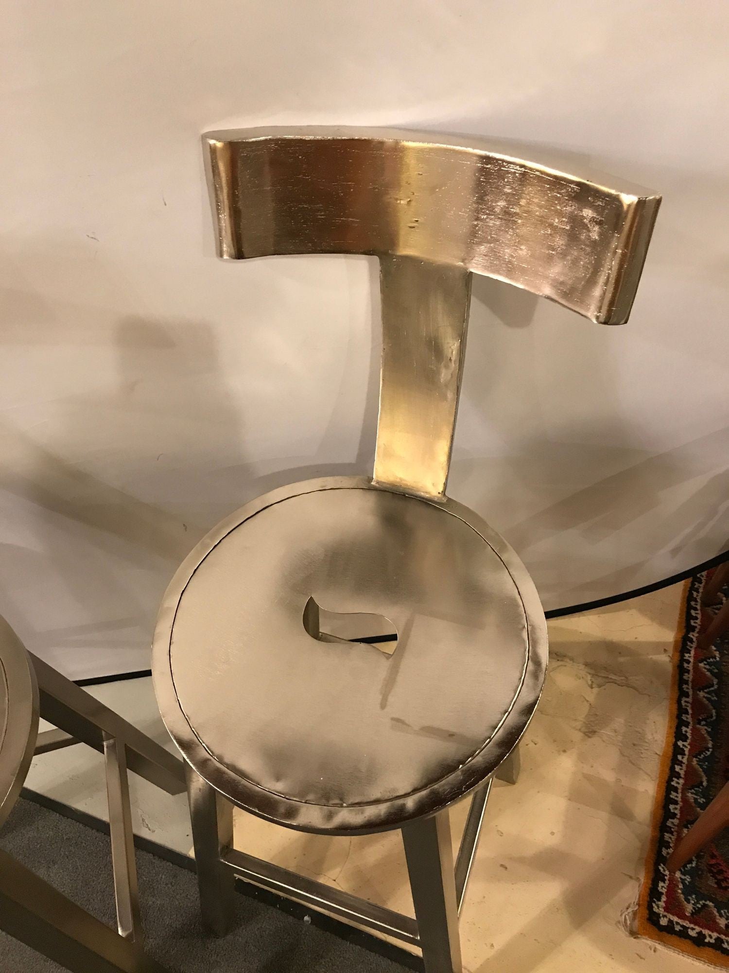 A Pair Of Deco Style Steel Bar Stool