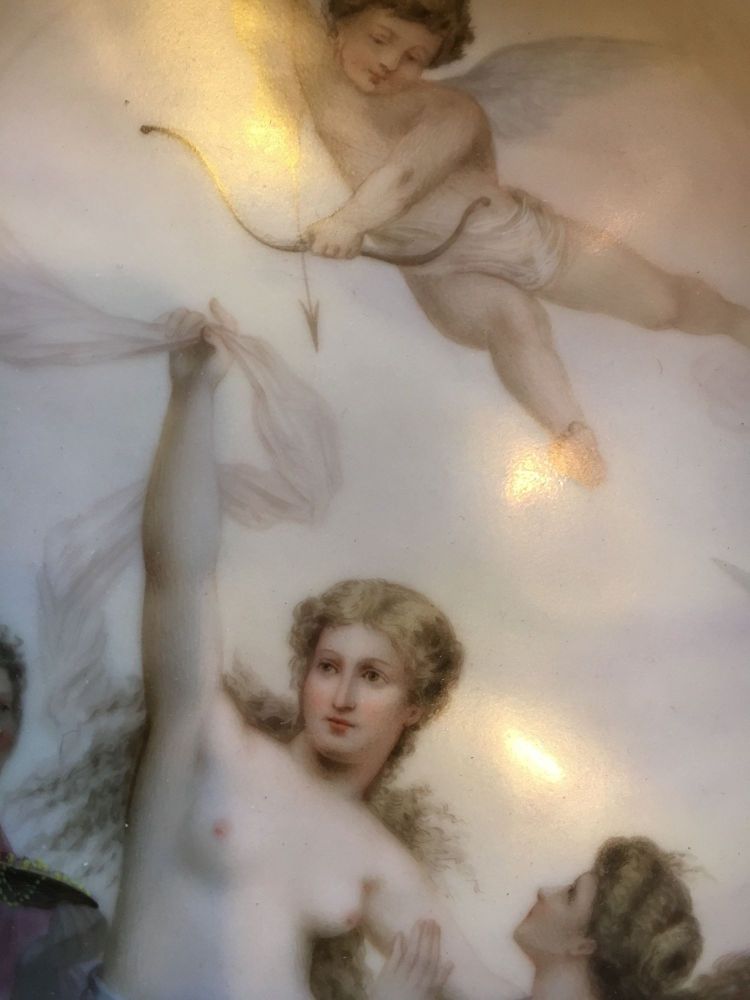 Trimph Der Venus Royal Vienna Platter Framed Signed and W Bee Hive Marking