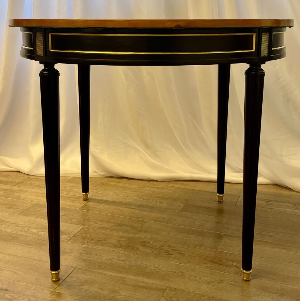 Hollywood Regency Ebony Game, Card Table, Louis XVI Style, Bronze Mounted
