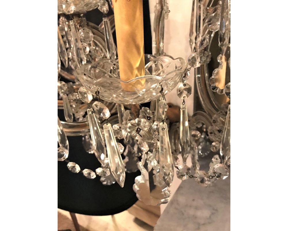 Pair of Venetian Crystal Ten Lights Wall Sconces, circa 1940