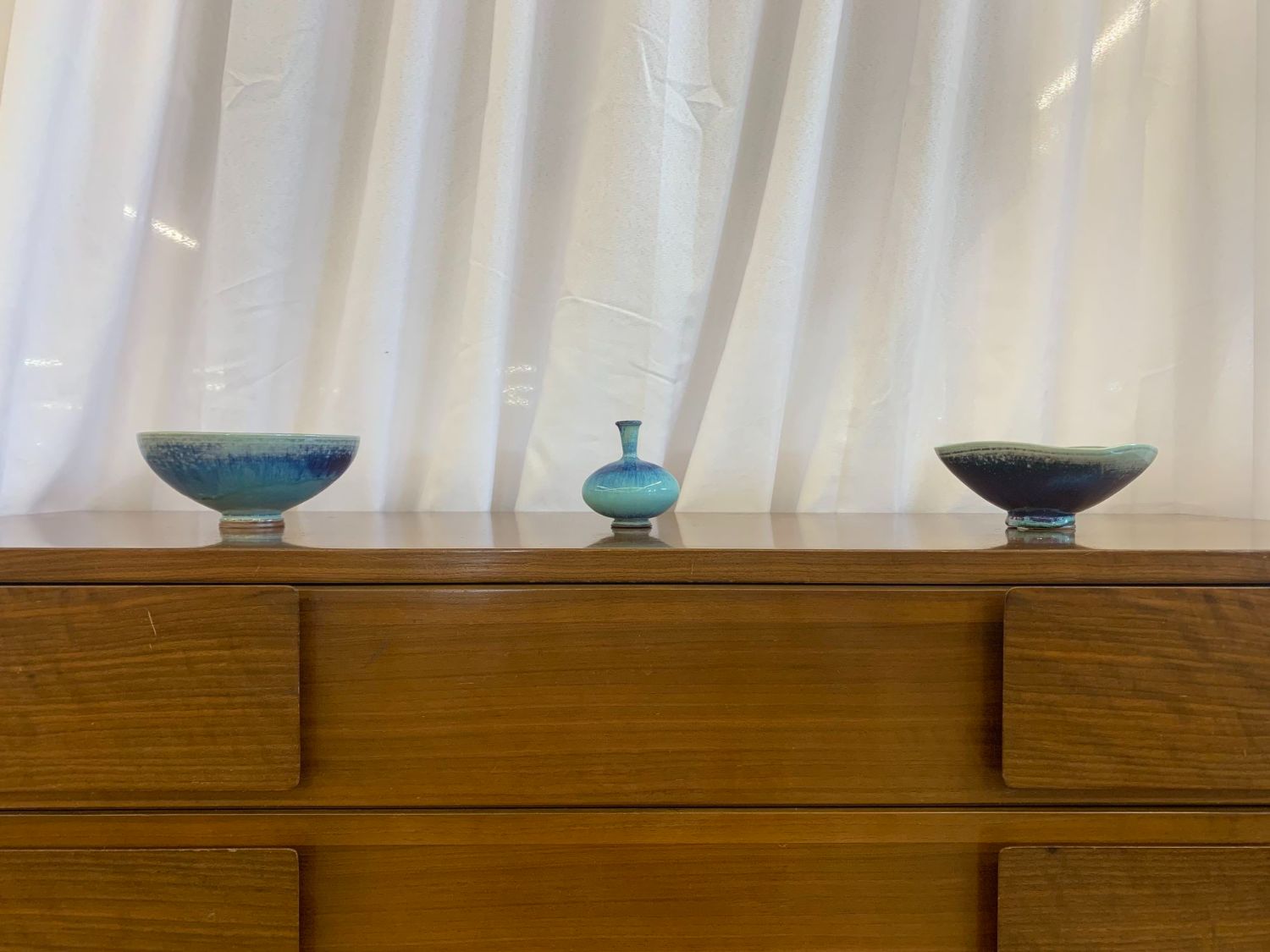 Swedish Mid Century Modern Studio Stoneware by Berndt Friberg, Vase, Bowl