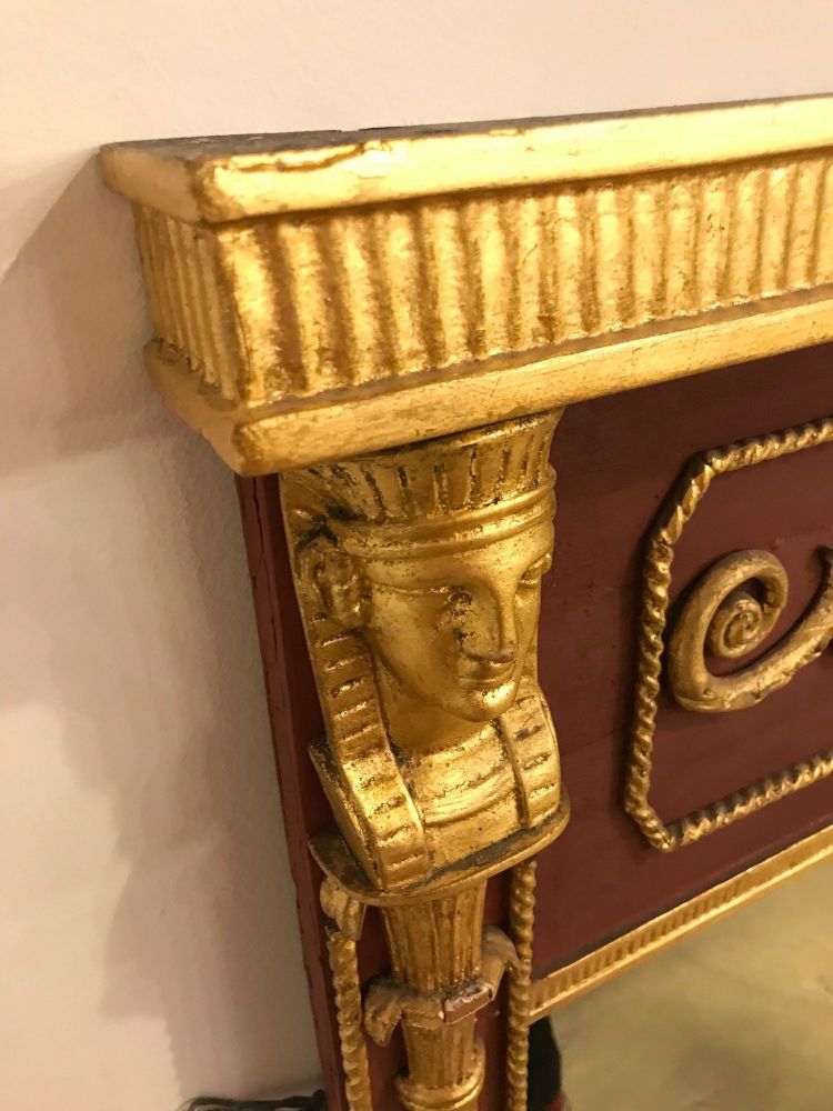 Russian Neoclassical Style Parcel Paint and Gilt Decorated Mirror