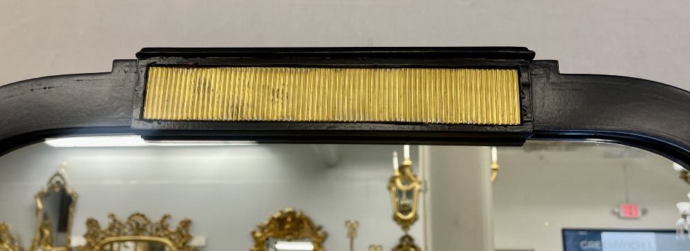 Jansen Fashioned Chavel Ebonized Floor Chevel Mirror with Bronze Mounts