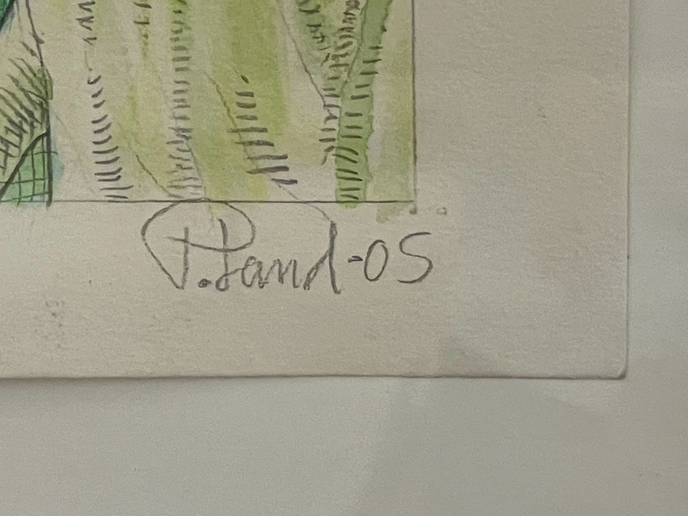 Graphite and Watercolor on Canvas by Danish Artist Peter Land