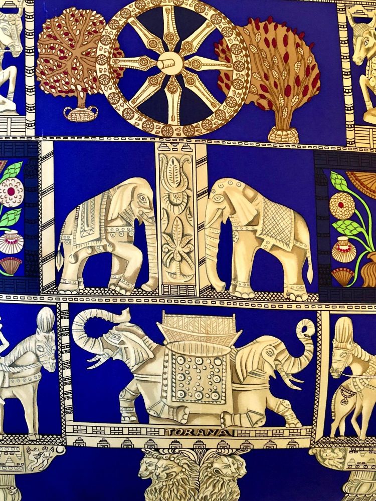 Enormous French Hollywood Regency Style Hermès "Torana" Silk Stuffed Pillow