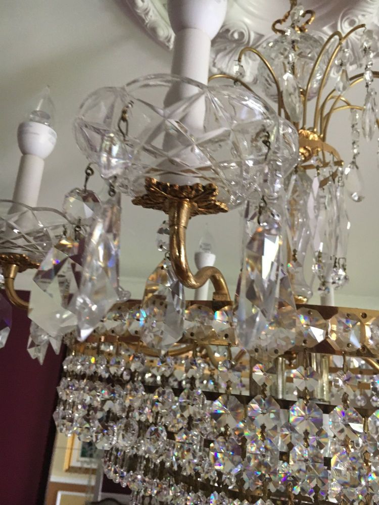 Neoclassical Style Possible Swarovski Twelve-Light Tiered Chandelier