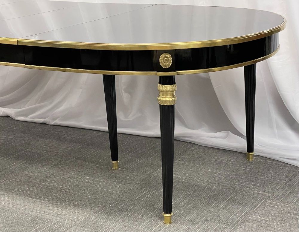 Maison Jansen Ebony Dining Table. Louis XVI Style 2 Leaves.