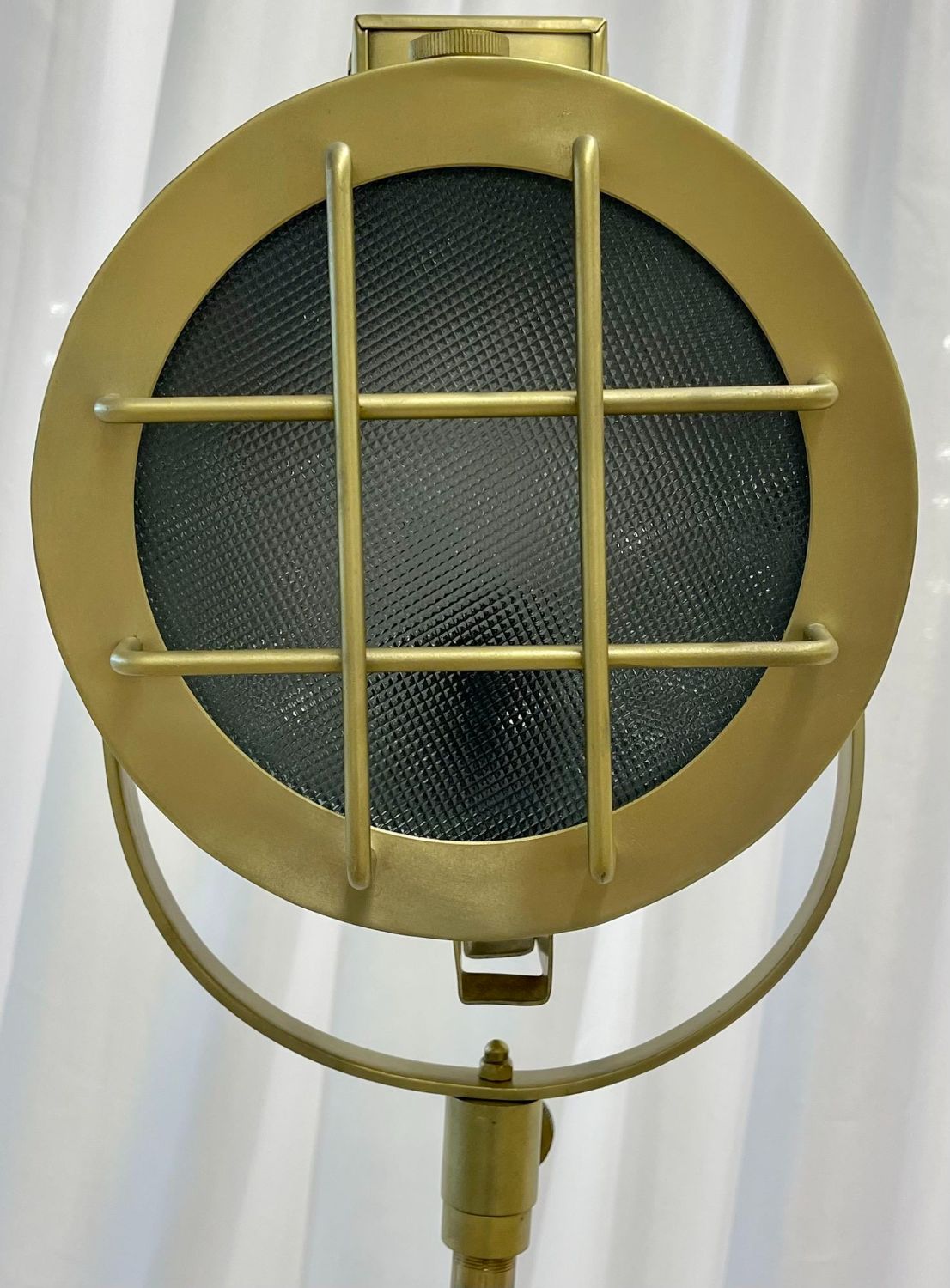 Pair of Industrial Style Search Lights, Mahogany Tri-Pod Base