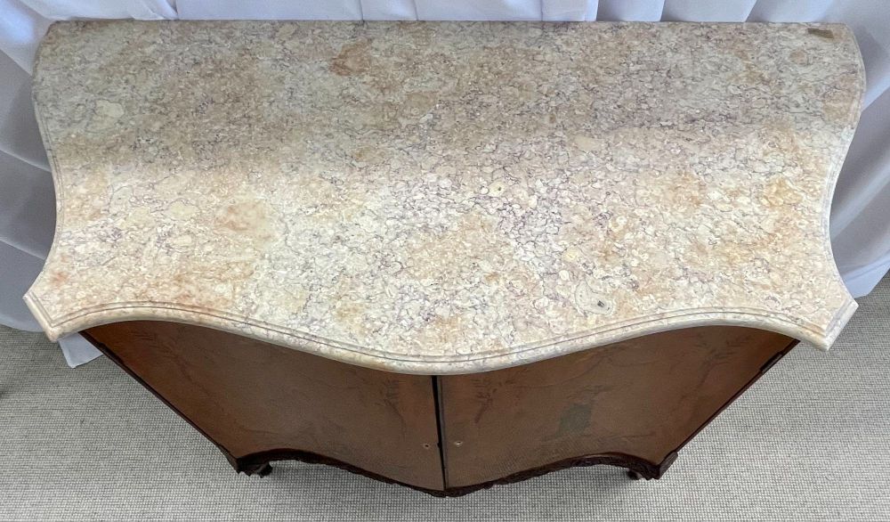 Edwardian Adams Style Marble-Top Curved Front Finely Detailed Commode
