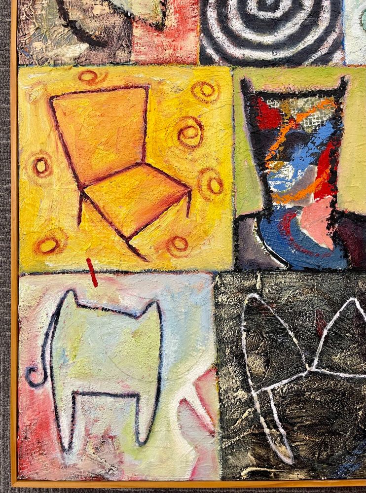 Barbara Fisher Oil on Canvas "ONE STEP, TWO STEP", FRAMED, 2000