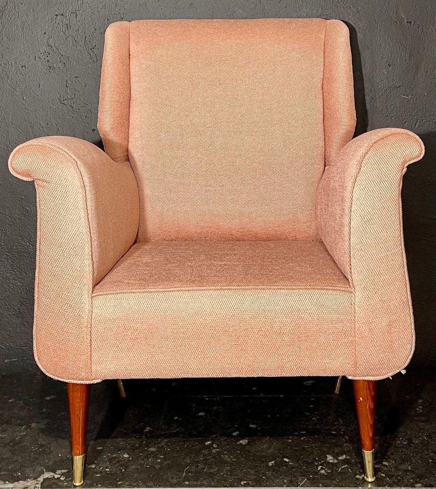 Pair of Mid-Century Modern Gio Ponti Style Armchairs / Wingback Chairs