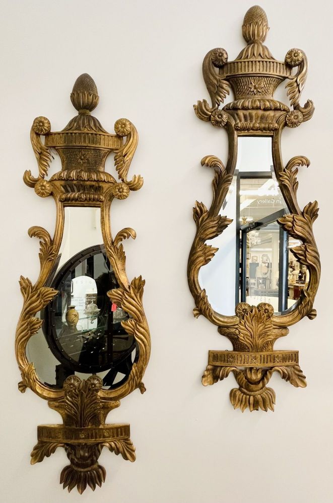 Pair of Giltwood Mirrors, Wall, Console or Pier Mirrors, Italian, 1960s