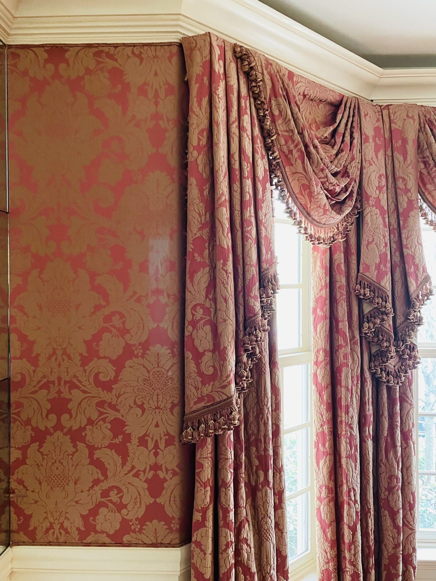 Pair of Burgundy Wall or Window Treatments, Curtains, Drapes, Scalamandré