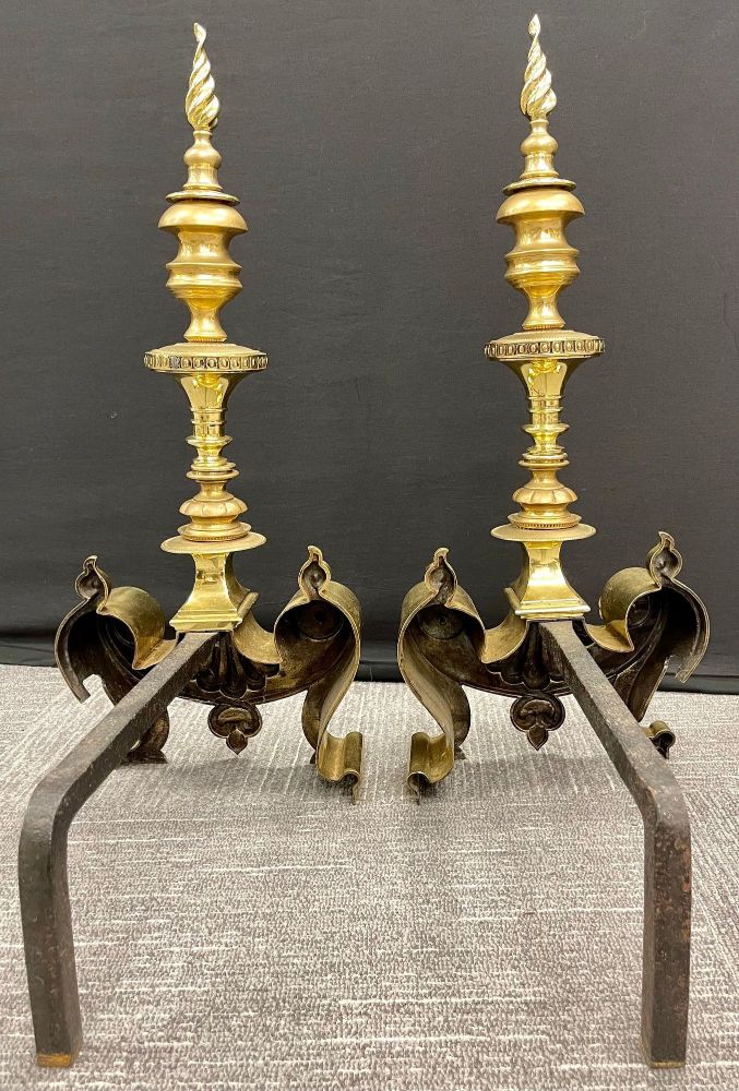 Pair of Bronze Andirons, Large and Impressive